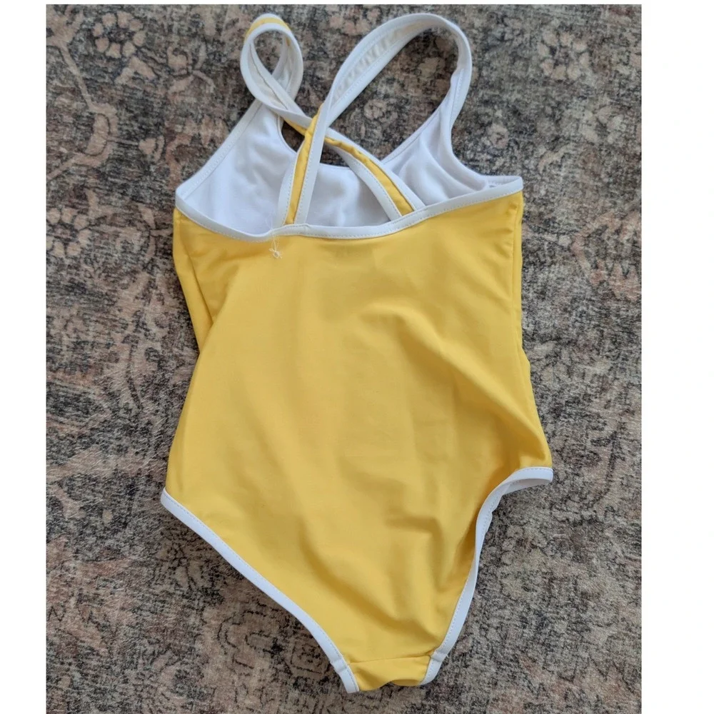 Zara Kids Peanuts Snoopy Woodstock One Piece Swimsuit Yellow Girls Size 4-5 Yrs